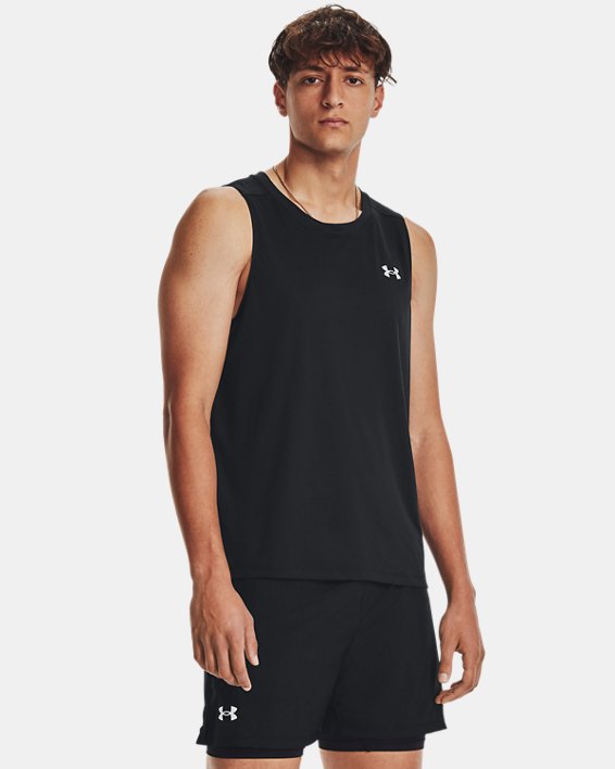 Men's UA CoolSwitch Run Singlet in Black image number 4